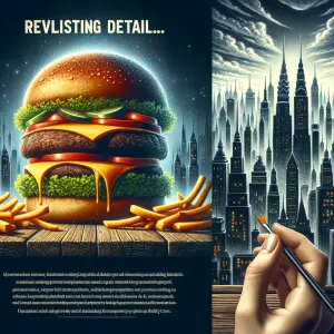 A whimsically twisted cityscape emerges from the shadows, skyscr...