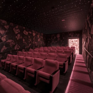 Step into The Obsidian Bloom theater: Imagine entering a space o...