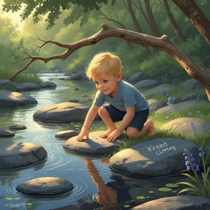 *"A serene, luminous illustration of a joyful toddler boy named...