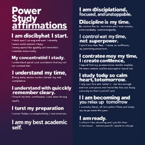 🔥 POWER STUDY AFFIRMATIONS
“I am disciplined, focused, and unst...