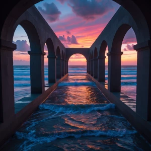 Twilight Archway Lookout: An open-air corridor of soaring stone...