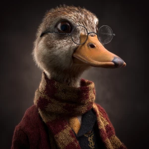 A 3d duck that resembles Harry Potter
