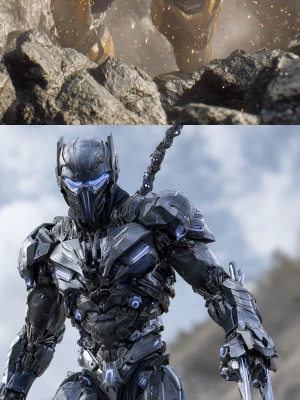 epic-realistic, (studio-shot), ((towering_adamantium_titan_warlo...