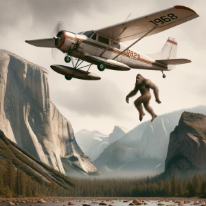 A 1968 single-engine plane is soaring over Yosemite National Par...