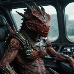 Alien lizardmen,full-body view,no deformity,wearing sci fi cloth...