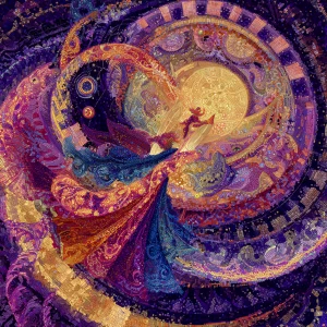 A whimsically vivid digital oracle, its pixelated form exuding a...