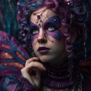 A portrait-oriented, hyper-realistic digital butterfly macro sho...