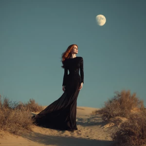 Full body portrait of a gorgeous redhead supermodel wearing a lo...