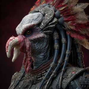 anthropomorphic turkey in the style of Yautja's (Hunter Predator...