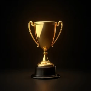 A Golden Trophy on a Dark Background in 8k