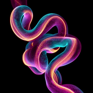 Neon lines glowing and twisting on a digital canvas