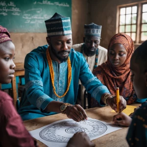 A Hausa geomancy tteacher teaching students