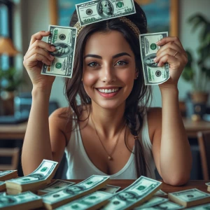 Crear una imagen mía recibiendo mucho dinero