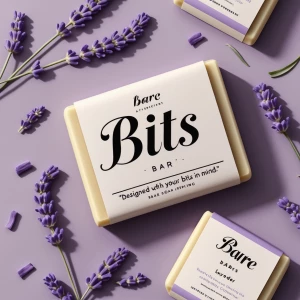 Create a realistic soap bar sleeve mockup for a natural artisan...