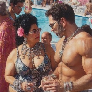 Hyperrealism . a punjabi  villain  curvy mother in law, in her l...