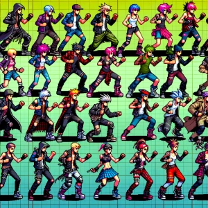 game characters. urban. fighting game. punks. many sprites. 2d....