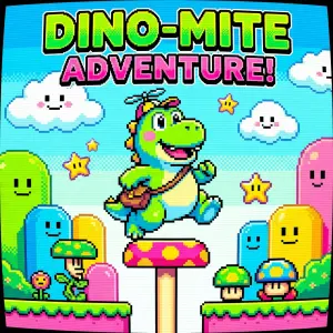 Generate an adorable dinosaur character inspired by classic Nint...