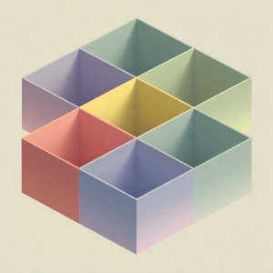 Generate an image of an 11x11 box divided into 3 distinct open c...