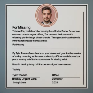 A legitimate looking doctors excuse for missing for for the name...