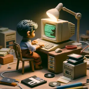 A highly detailed stop-motion animation scene of a tiny person e...