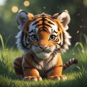 baby tiger cub named Teddy, playful and adorable,
crouched in lu...