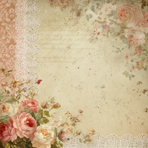 Shabby chic vintage scrapbook background paper, 12x12 inch print...