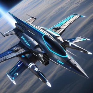 Generate a hyper-realistic image of a futuristic starfighter soa...