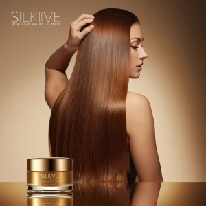 Luxury haircare advertising poster for “Silkive Moroccan Argan O...