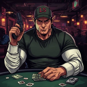 Create an image of a muscular Santa's Elf. The character is wear...