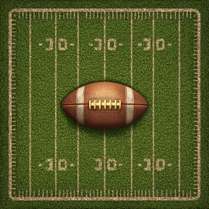 . Make a background a football field with a football in the midd...