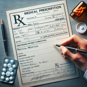 Generate a detailed image of a medical prescription paper with d...