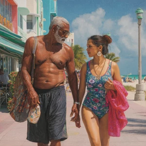 Hyperrealism,oil painting.a muscular sweaty indian man, walking...