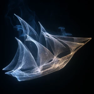 In the eerie darkness of the night, a ghostly schooner satellite...