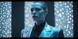 Through the lens of a high-fashion cinematic photograph, we see...