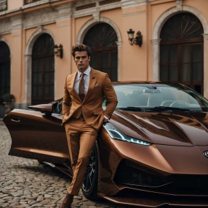 Generate an image of a male Brazilian supermodel posing confiden...