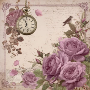 Victorian Mauve Rose Journaling Cards – 2 Large Cards (Pocket Wa...