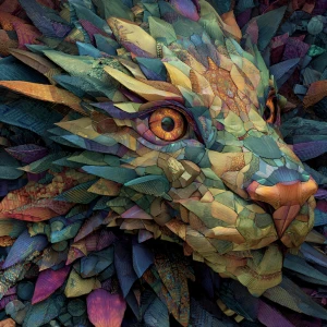 A mind-bending sphinx, its body a chaotic mashup of animal parts...