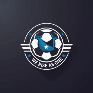 Create a football club logo design with the name of WE RISE AS O...