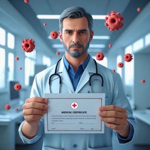 Generate medical certificate for cancer cell developing in blood...