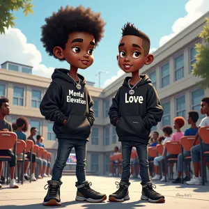 Create a photorealistic cartoon-style caricature featuring two A...