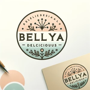 Genera el logo de la palabra BelYa Delicious vintage minimalista...
