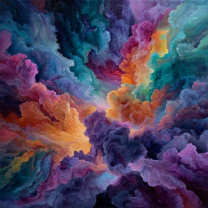 In a mind-bending watercolor creation, a swirling vortex of vibr...