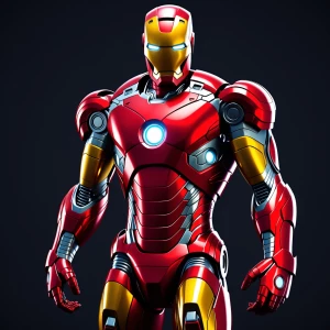 "High-resolution detailed image of Iron Man in his iconic red an...