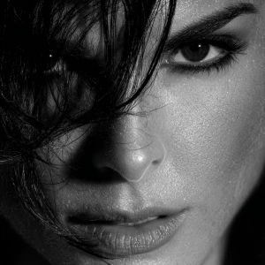 Ultra close-up, Sandra Bullock, noir style