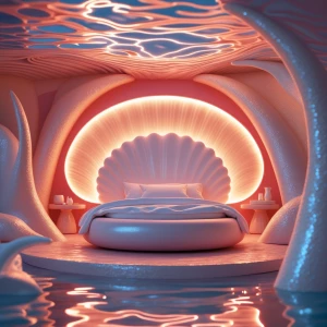 Step into the Lagoon Shell Room at Guest Room 3, a serene oasis...
