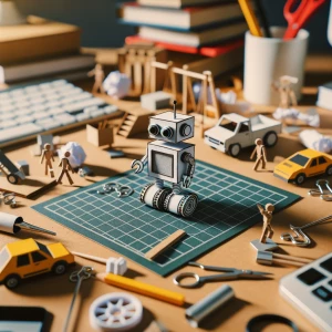 Generator stop motion animationA tiny robot made from paper or c...