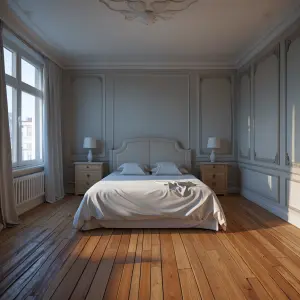 Empty bedroom wood floors