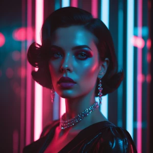 “noir neon femme-fatale aesthetic, cinematic lighting, deep shad...