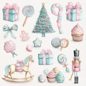 A collection of isolated watercolor illustrations inspired by a...