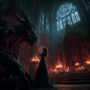 A dark romantic style artwork, depicting 'Gothic Power & Devotio...